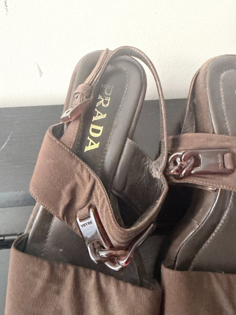 Prada Brown Platform Sandals w/ Logo Hardware | Size 39 - Picture 6 of 8